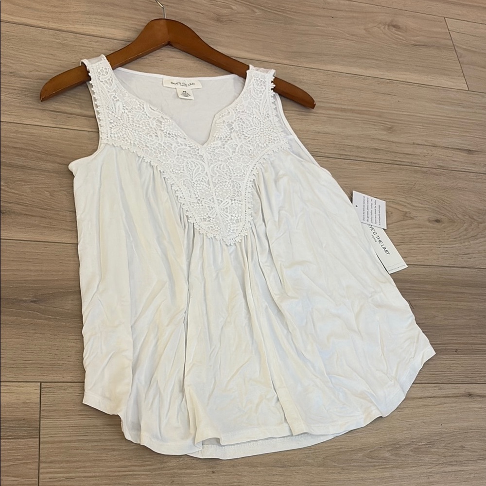Skye's the Limit White Lace Accent Tank Top